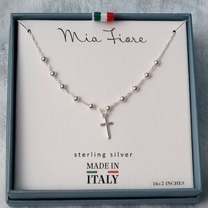 S925 Silver Cross fixed pendant satellite 16"+2 necklace from Mia Fiore, NEW!